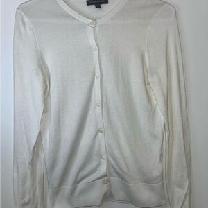 Banana Republic White Cardigan Sweater V-Neck Knit